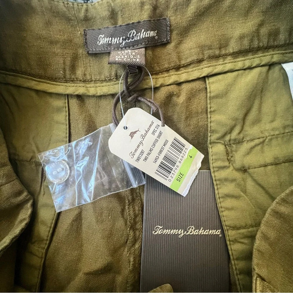 New Tommy Bahama 100% Linen Two Palms Cuffed Short Forest Moss Women Size 4 - Picture 7 of 11